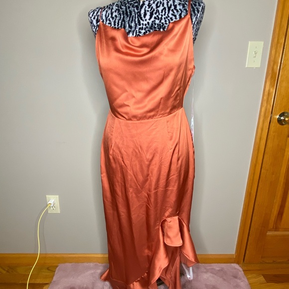 Missguided | Dresses | Missguided Rust Colored Cowl Neck Gown For ...